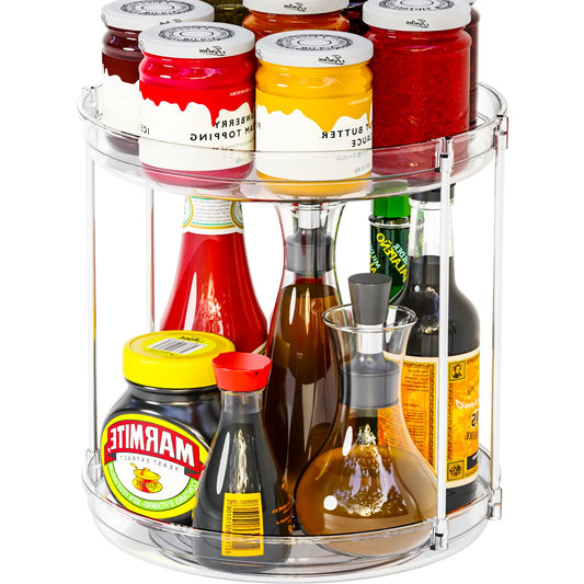 Rotating Spice Rack Turntable Kitchen Countertop Organizer For Seasoning Condiment Bottles Jars Beverage Cans Home Kitchen Use Peaceful Pleasures Health and Wellness