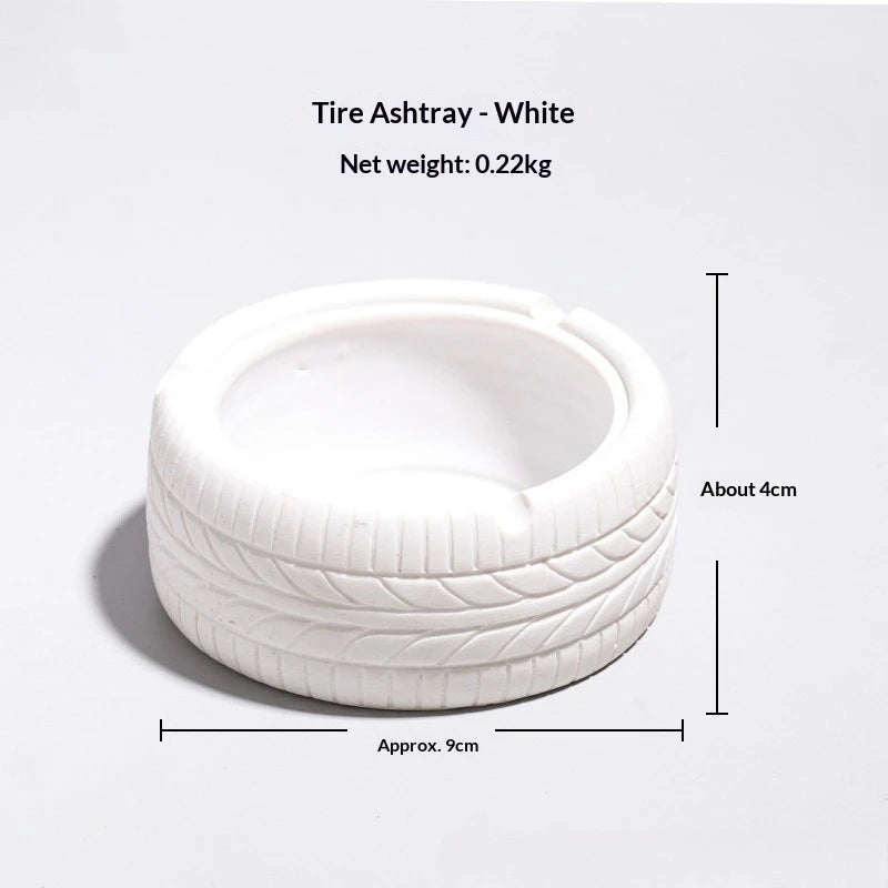 INS Retro Tire Shaped Smokeless Desktop Ashtray Personalized Trendy Creative Home Bar Ashtray for Stylish Smoking Convenience Peaceful Pleasures Health and Wellness Ivory