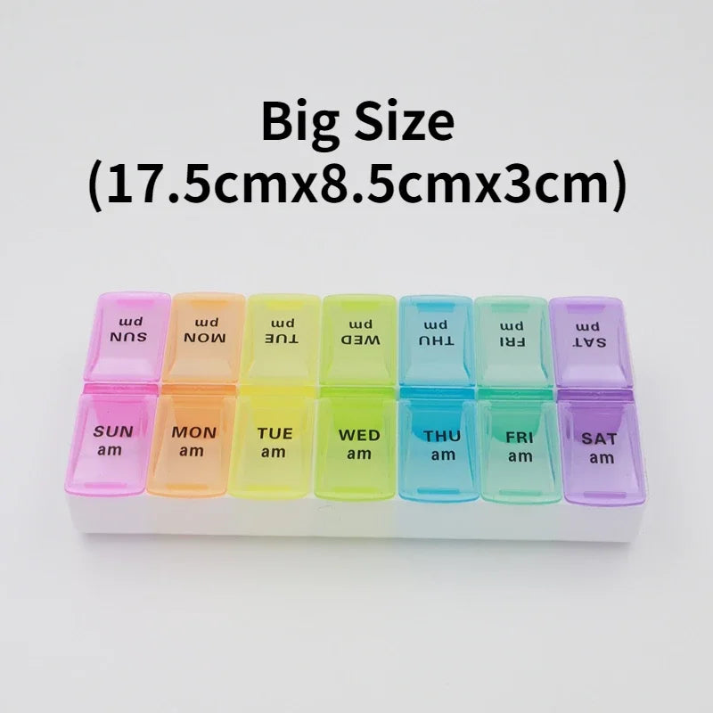 New Weekly Portable Travel Pill Cases Box 7 Days Organizer 14 Grids Pills Container Storage Tablets Vitamins Medicine Fish Oils Peaceful Pleasures Health and Wellness NO.14