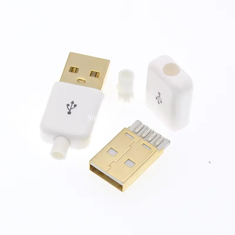 10Pcs USB Connectors Type B/Micro/Mini/USB2.0 Type A Male Female Assembly Adapter DIY Soldering Repair Data Charging Plug Socket Peaceful Pleasures Health and Wellness White A Male Gold