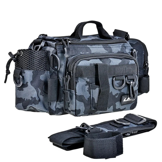 Versatile Fishing Tackle Bag with Removable Shoulder Strap for Freshwater and Saltwater Fishing - Store Tools and Rods with Ease Peaceful Pleasures Health and Wellness Dark camo