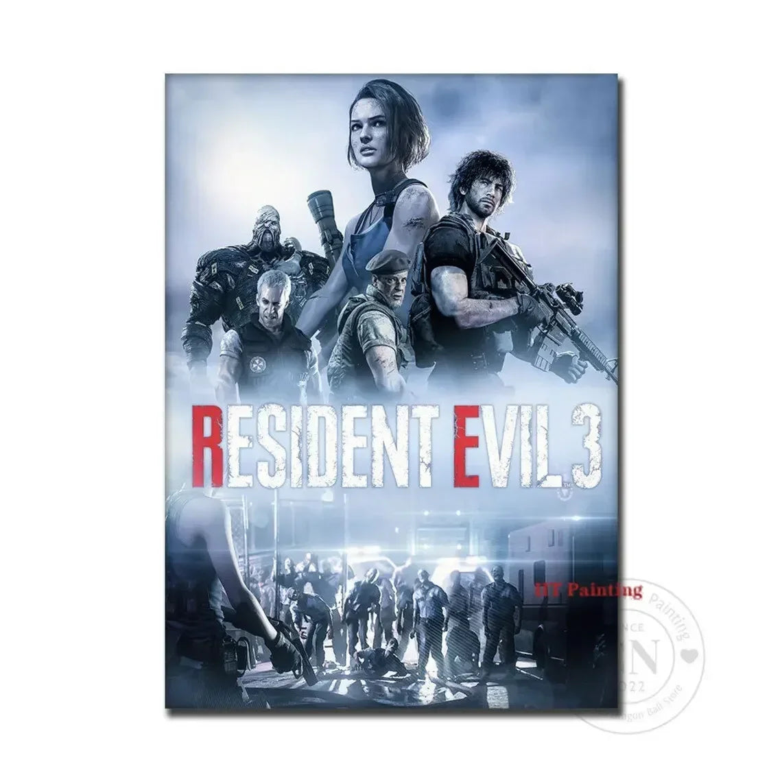 Resident Evil 2 3 4 Vintage Canvas Poster | Gamer Wall Art