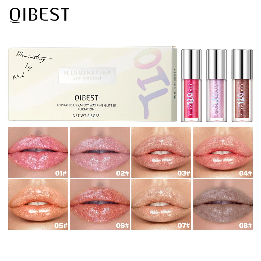 QIBEST Glitter Lip Glaze Makeup Kits Long Lasting Lip Gloss Waterproof Liquid Lipstick Lip Oil Moisturizing Lip Tint Cosmetics Peaceful Pleasures Health and Wellness Lip Makeup Sets