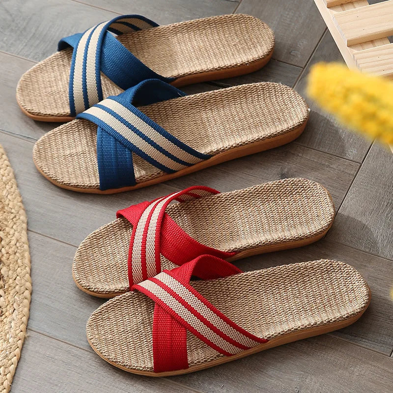 Men's Anti-Slip Linen Slippers | Open Toe Indoor Beach Sandals