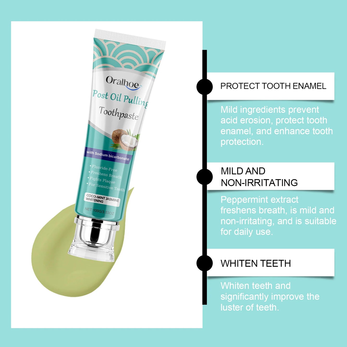 Oralhoe Coconut Oil Whitening Toothpaste – Plaque & Gum Care