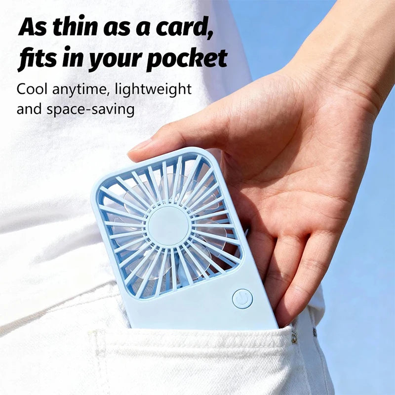  Ultra Thin Portable Pocket Fan USB Rechargeable 3-Speed Adjustable Handheld Fans With Stand 2-in-1 Desk Fan For Outdoor Travel Peaceful Pleasures Health and Wellness