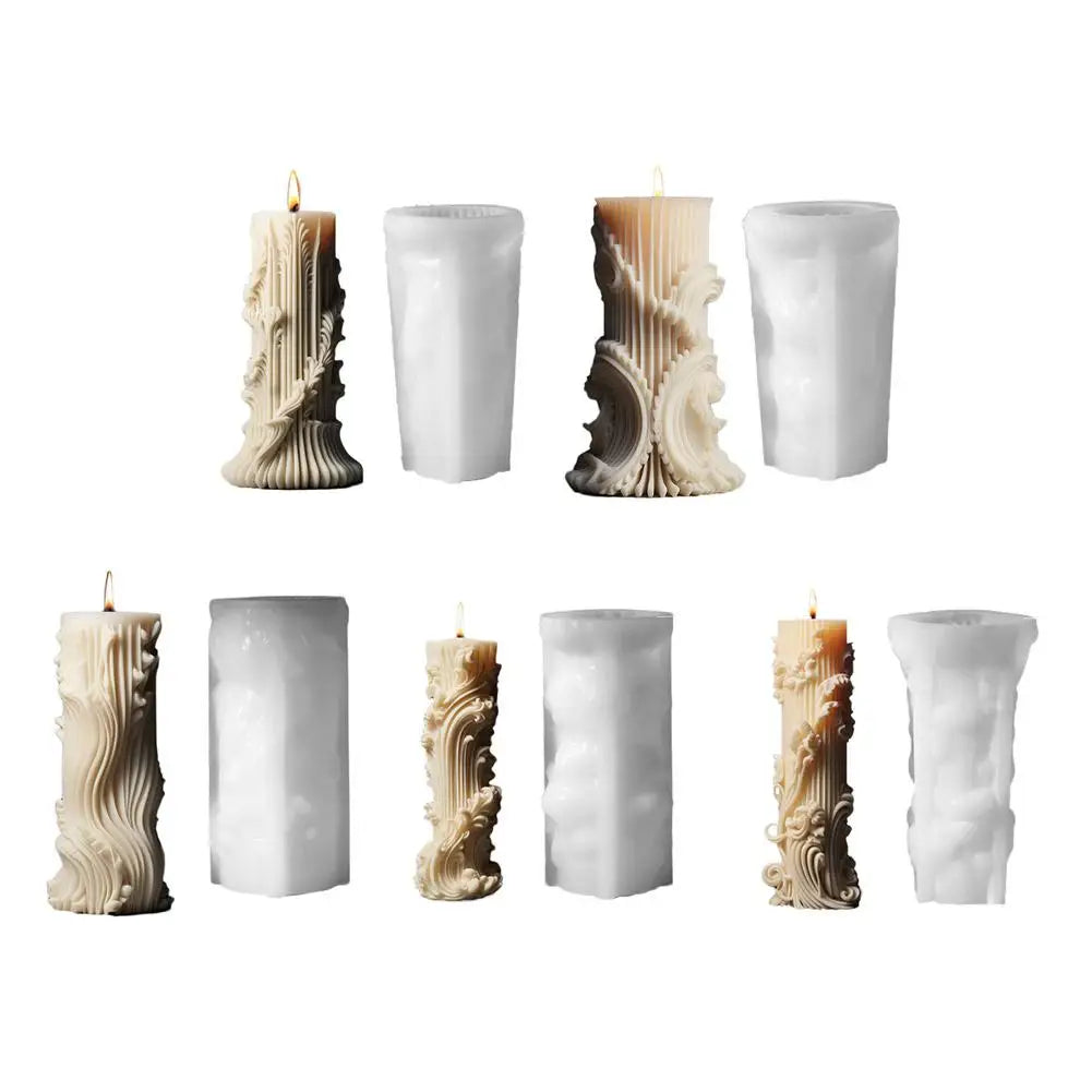 Roman Column Silicone Candle Mold – 5 European Cylinder Styles Silicone Candle Mold Peaceful Pleasures Health and Wellness