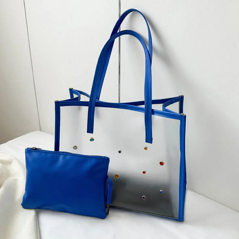 HOBBAGGO Clear Large Tote Bag – Waterproof PVC Beach Shoulder Bag