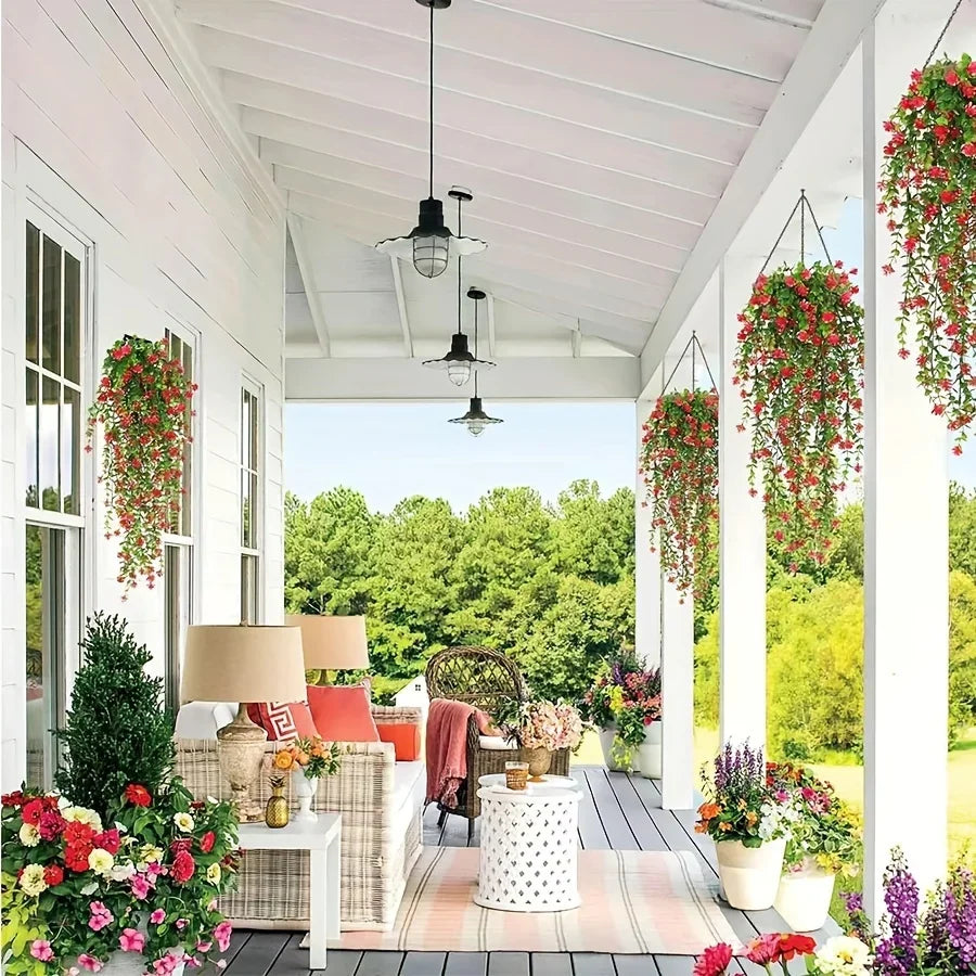 3pcs Artificial Hanging Plants UV Resistant Faux Eucalyptus Vine