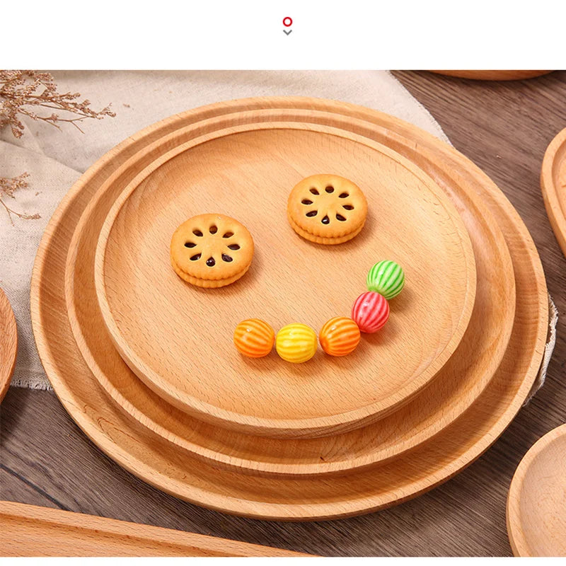 Wooden Storage Plates Multi-use Serving Tray for Fruits Snacks Desserts Decor Easy to Clean Versatile Food Serving for Every Occ Peaceful Pleasures Health and Wellness