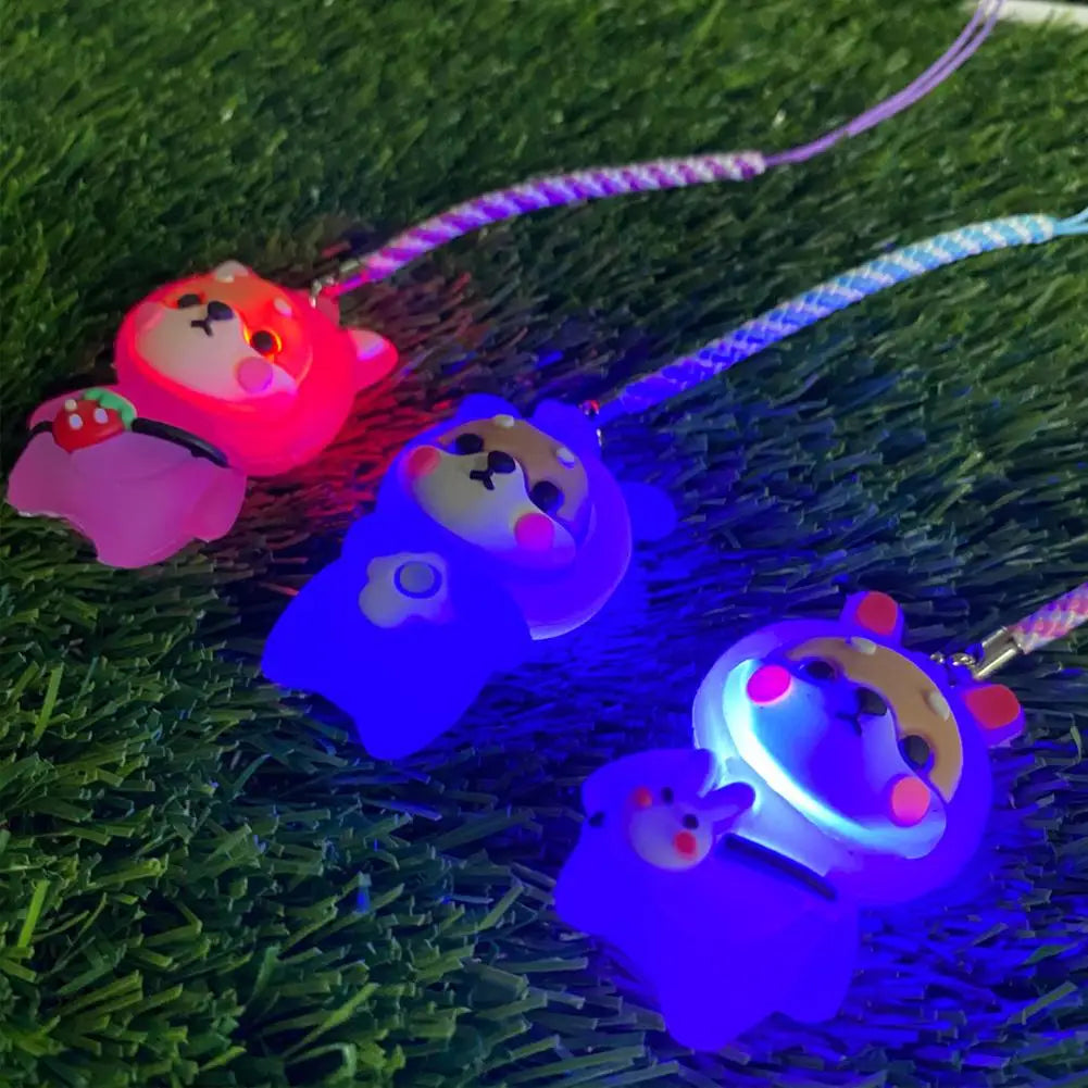Cute Flashing Rubber Golf Tee – Shiba Inu Cartoon & Braided Rope