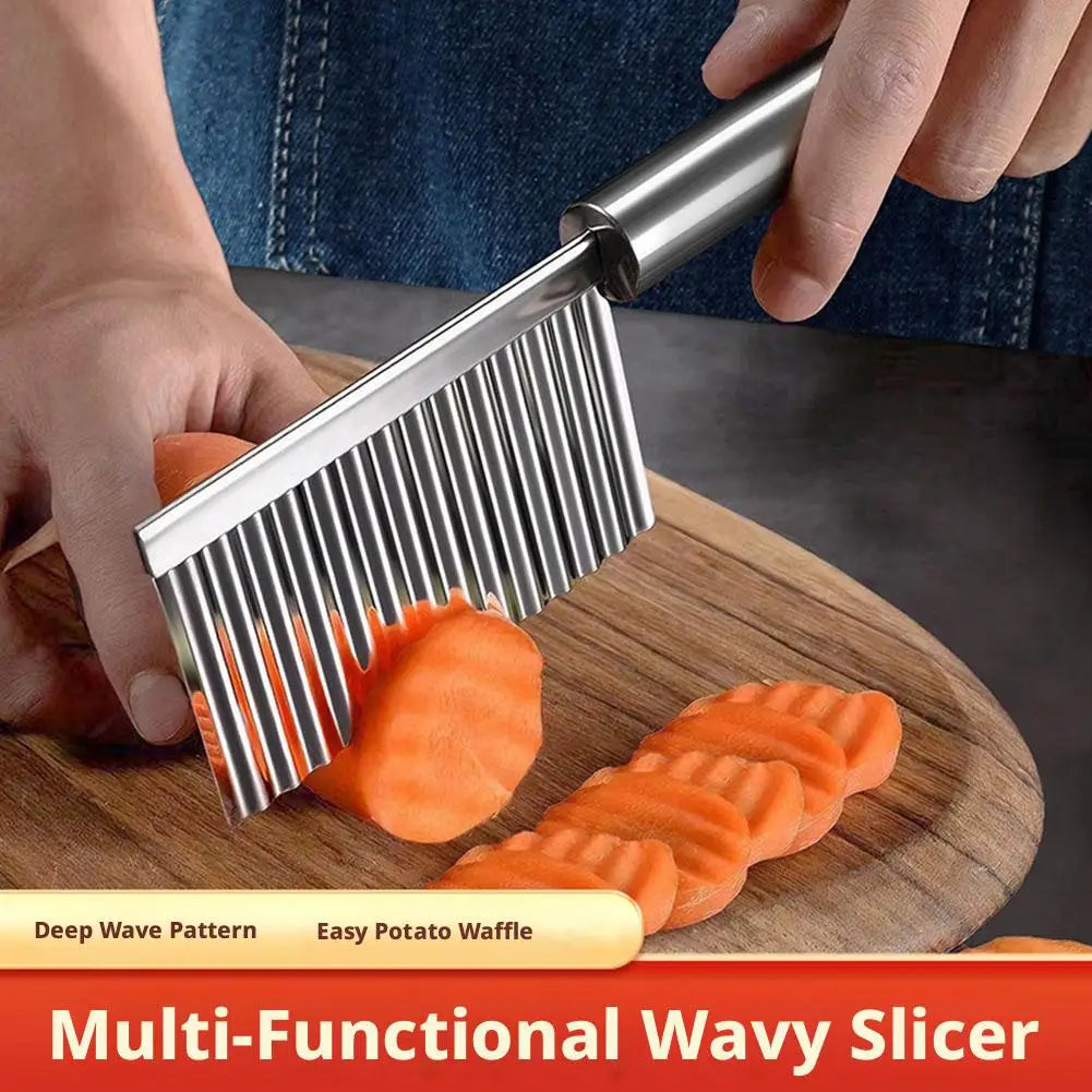 Stainless Steel Wave Potato Slicer Vegetable Cutter Potato French Fries Cutter Gadget Accessories Supplies Kitchen Cooking Tools Peaceful Pleasures Health and Wellness