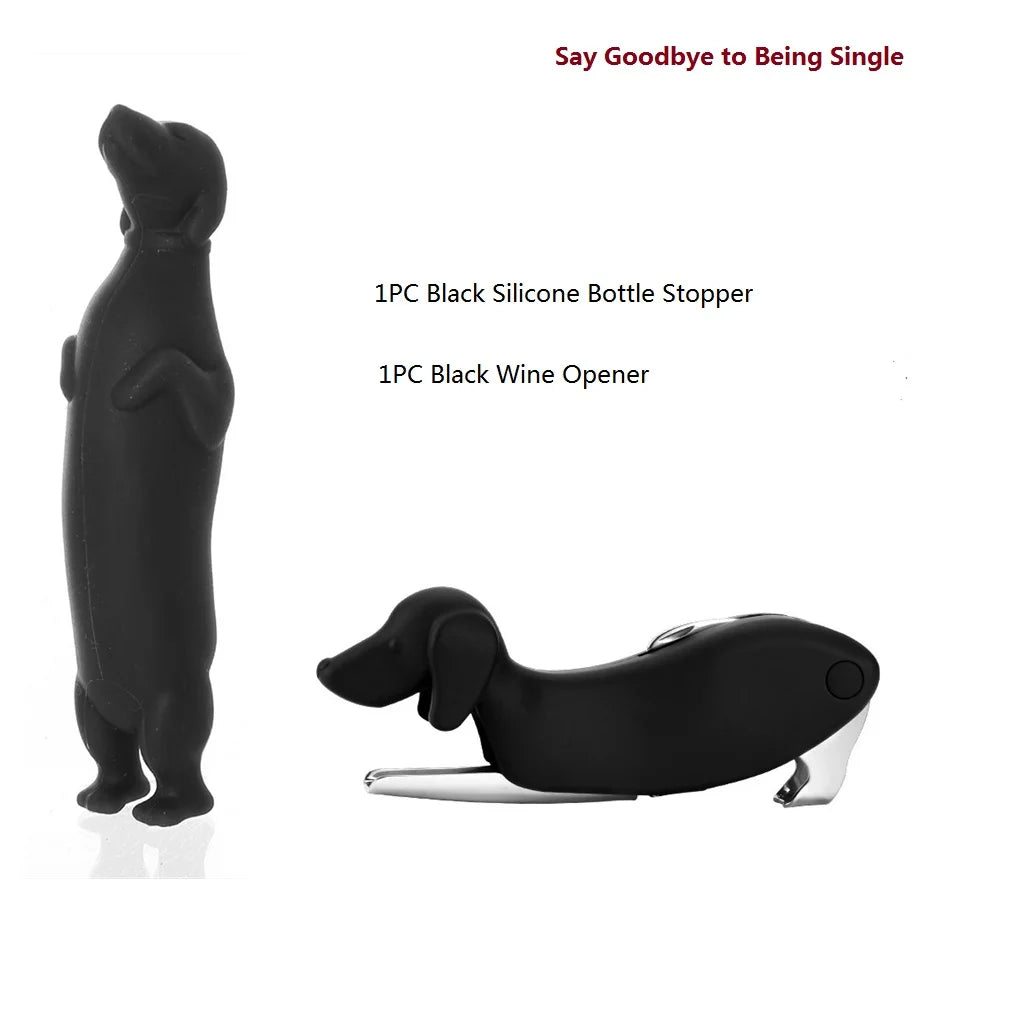 Silicone Bottle Stopper Cute Cat Taste Wine Dachshund Dog Bottle Stopper Portable Dog or Cat Wine Opener for Wine or Pet Lover Peaceful Pleasures Health and Wellness Dog Opener Set