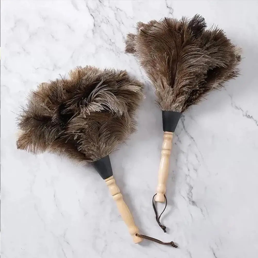Premium Ostrich Feather Duster with Solid Wood Handle Anti-Static Dust Removal Tool for Home Furniture Cleaning Performance Prop Peaceful Pleasures Health and Wellness