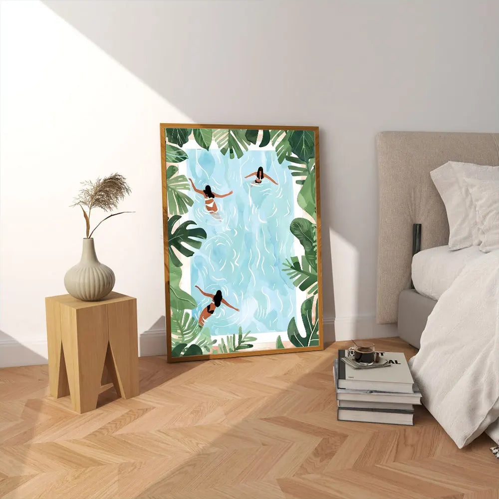 Summer Girl Swimming Pool Party Beach Ocean Boat Wall Art Print Poster Canvas Painting Picture Living Room & Home Decor Peaceful Pleasures Health and Wellness CD071 20x30cm Unframed