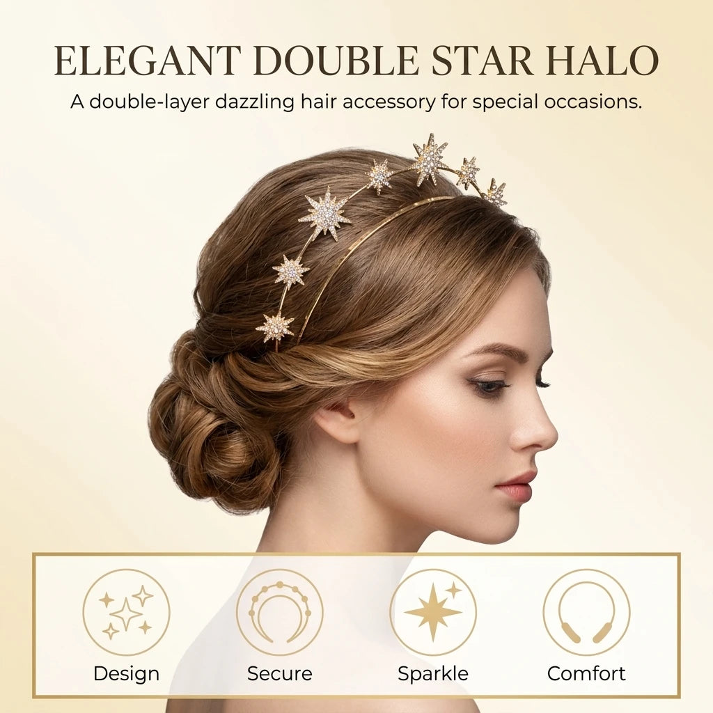 Baroque Star Hairband For Women Alloy Rhinestone Bridal Headpiece With Double Layer Design Peaceful Pleasures Health and Wellness