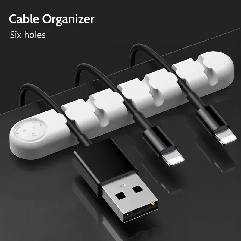 4 Wire Slot USB Cable Organizer Management Wire Holder Cable Winder Tidy Silicone Clips For Mouse Keyboard Earphone Protector Peaceful Pleasures Health and Wellness