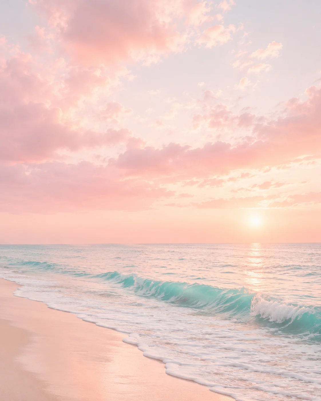 Nordic Coastal Beach Wall Art Pink Sunset Canvas Painting Tropical Ocean Palm Tree Poster Print Living Room Decor Peaceful Pleasures Health and Wellness