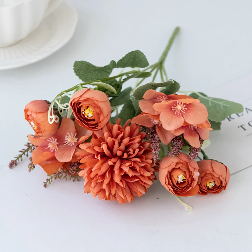 Silk Hydrangea & Tea Rose Artificial Flowers | UV Protection