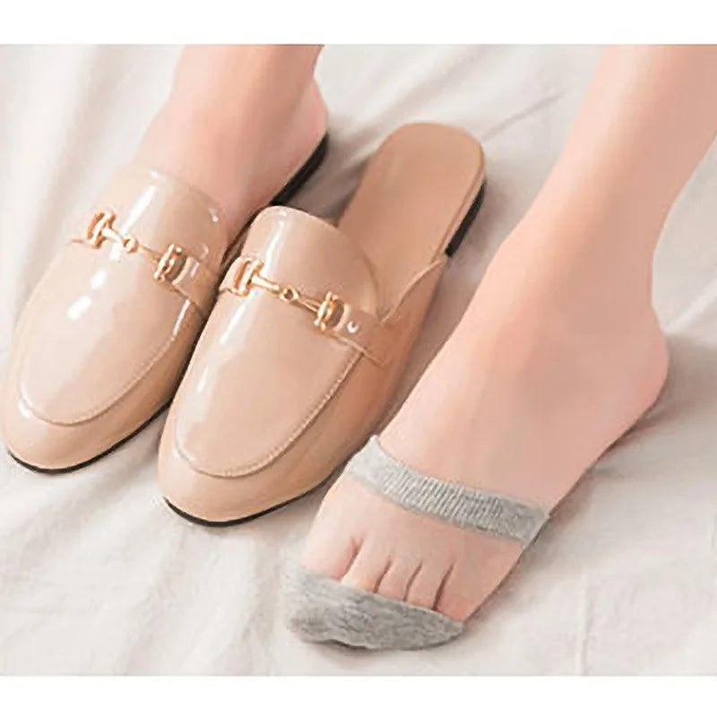 5 Pairs of Summer Women's Ice Silk Boat Socks, Half Foot Socks, Pure Cotton Invisible Breathable Forefoot Socks Peaceful Pleasures Health and Wellness 5 Pairs 3 One Size