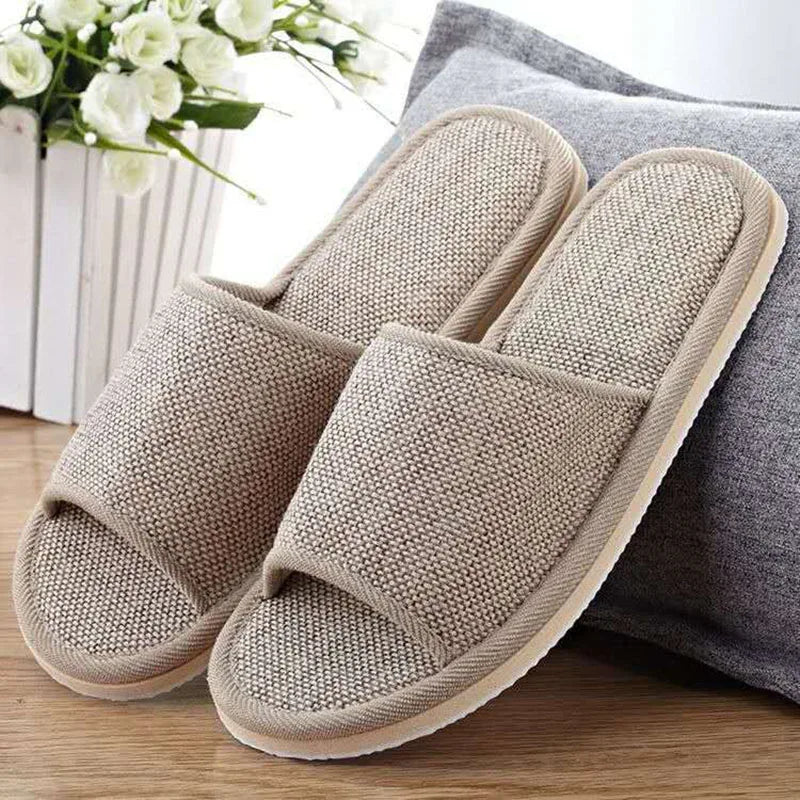 Japanese Hemp Linen Indoor Slippers – Anti-Slip, Unisex