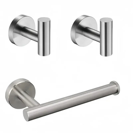 3-Piece Stainless Steel Bathroom Hardware Set – Towel & Tissue Holder Bathroom Hardware Set Peaceful Pleasures Health and Wellness