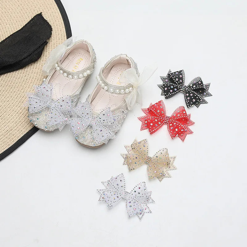 Rhinestone Bow Shoe Clips – Mesh Diamond Wedding Buckles