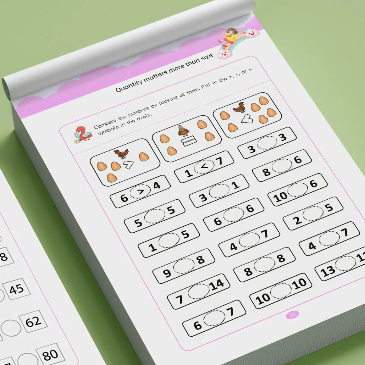 32 Pages Number Comparison Workbook Kids Math Counting Activity Book