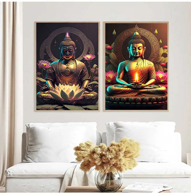 HD Buddha Canvas Wall Art | Zen Statue Print for Living Room