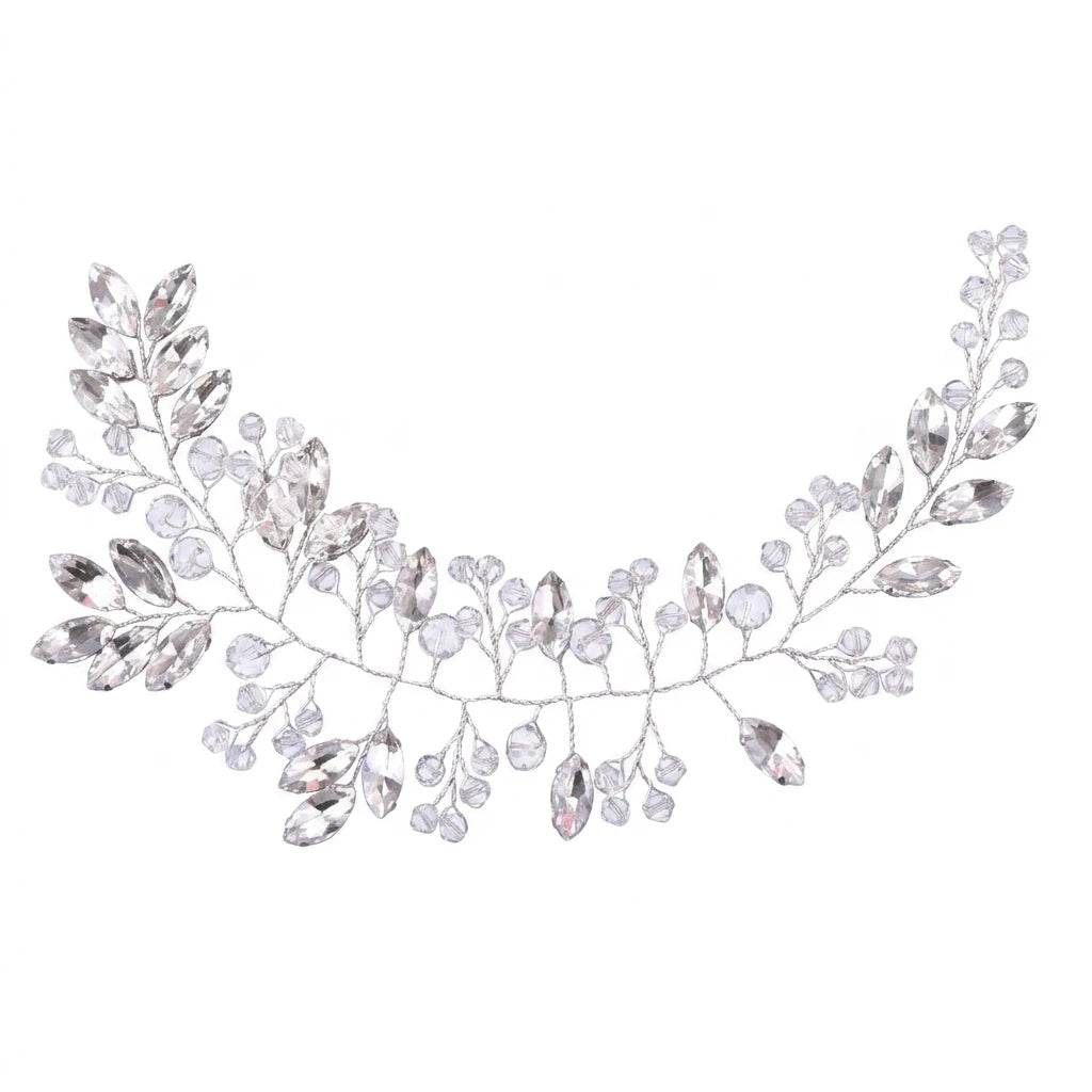 Crystal Bridal Hairpiece Elegant Wedding Headpiece For Women With Alloy Rhinestone Design Peaceful Pleasures Health and Wellness Silver
