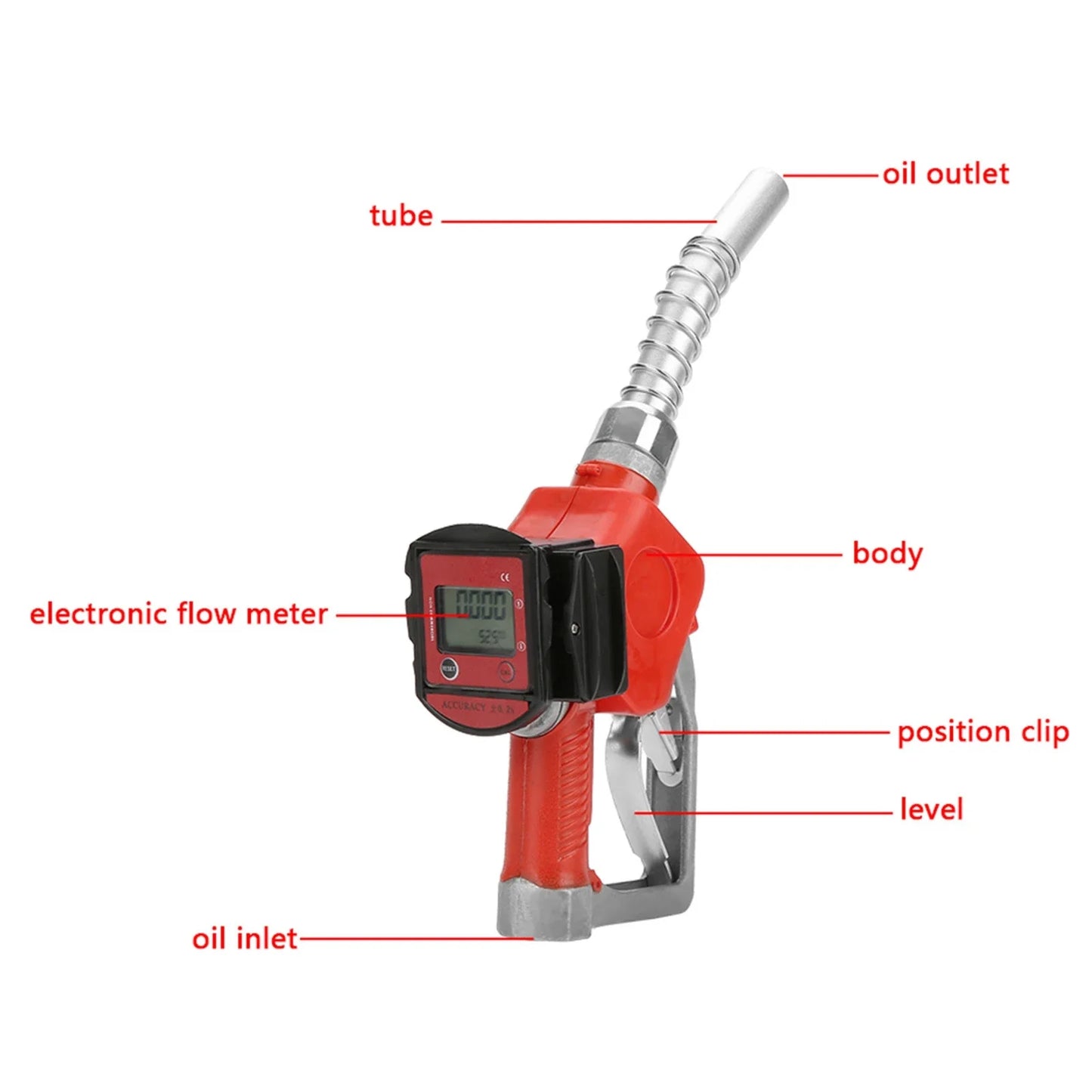 BSP Automatic Fueling Nozzle Meter Aluminum Alloy Digital Flow Diesel