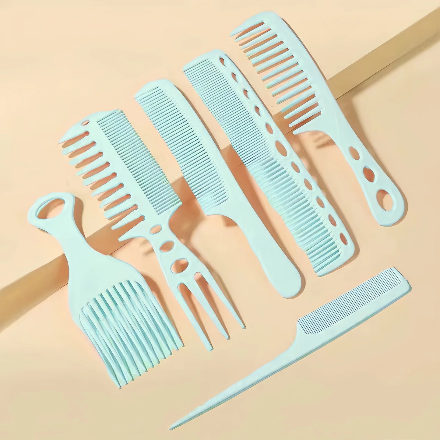 6-Piece Black Hair Comb & Brush Set – Salon Styling Kit