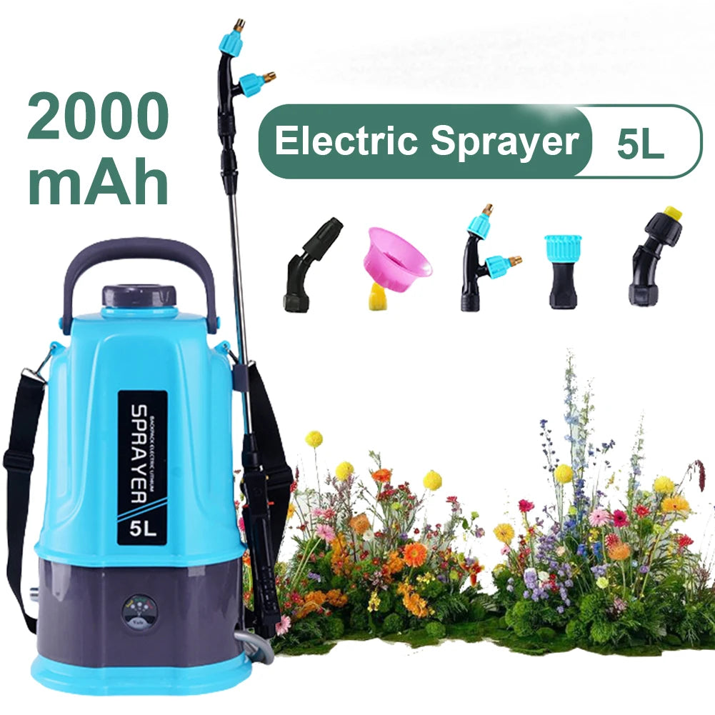 5L Electric Backpack Sprayer 12V High Pressure Automatic Watering Wand with Detachable Lithium Battery for Garden Agriculture Peaceful Pleasures Health and Wellness