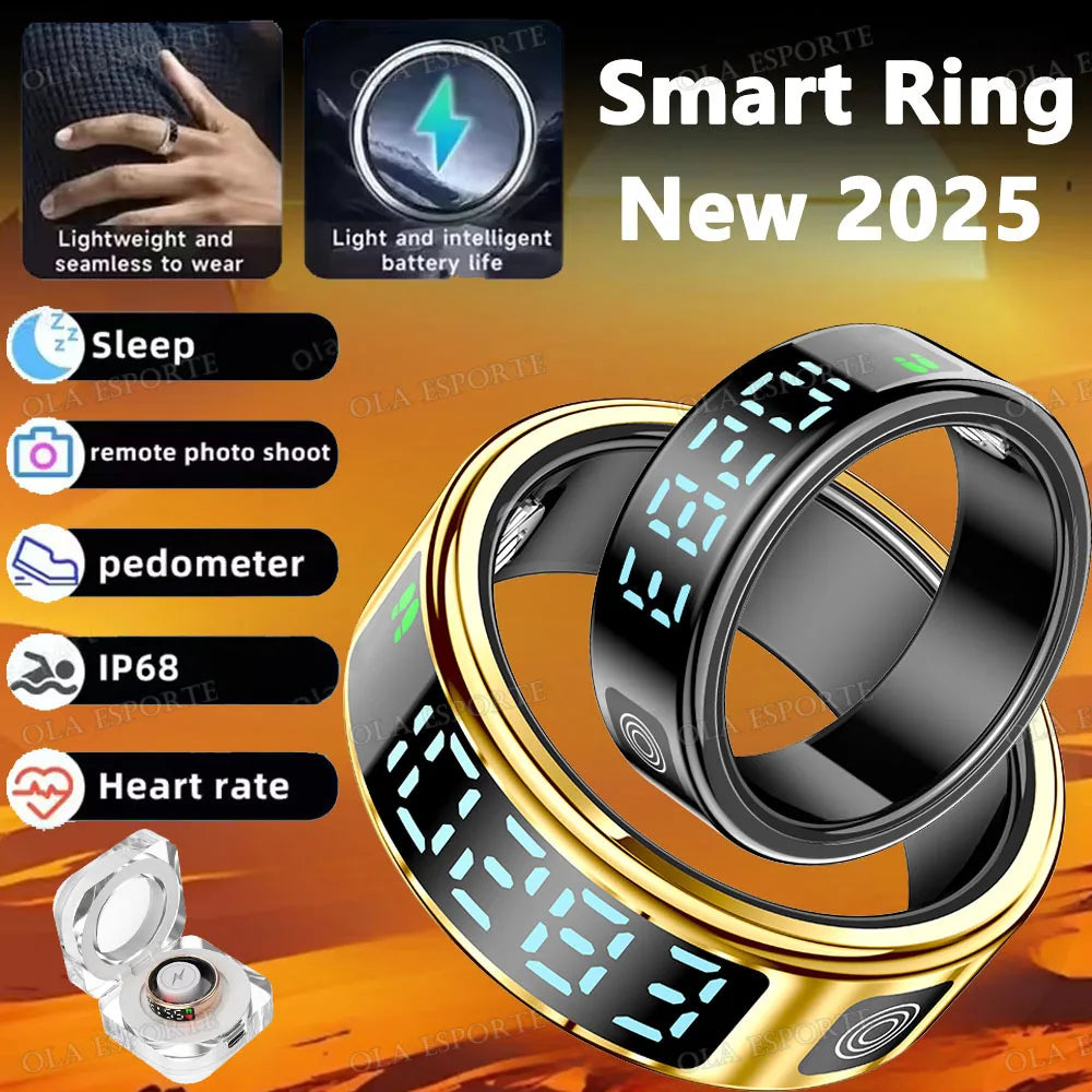 2026 Smart Ring with Display Screen and Touch, Wireless Charging, Health Manager, 5 ATM Waterproof For Men Women Rings R12 R11 Peaceful Pleasures Health and Wellness