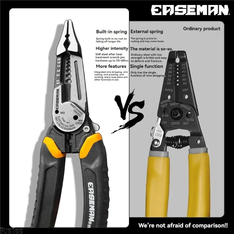 EASEMAN Wire Stripper & Cutter Pliers | Carbon Steel Multi-Tool