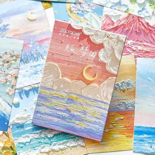 Dream Season Art Postcards Handpainted Oil Painting Greeting Cards Peaceful Pleasures Health and Wellness