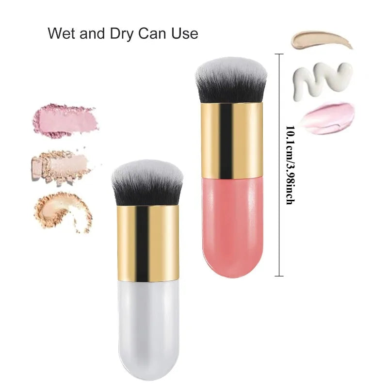 1PC Chubby Kabuki Makeup Brush - Multi-Use Foundation & Powder Brush for Liquid/Cream/Cosmetics, Travel-Friendly Soft Bristles Peaceful Pleasures Health and Wellness