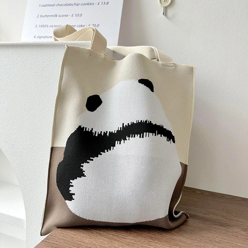 Knitted Cartoon Shoulder Bag – Large Capacity Women's Tote
