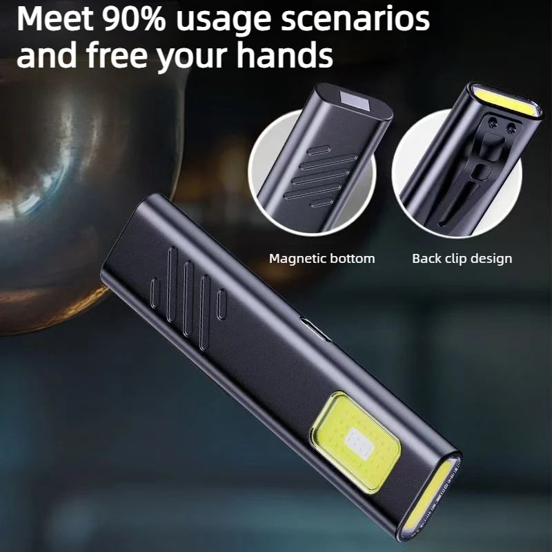 1/2Pcs Mini LED Flashlight Ultra Thin Portable Rechargeable Magnetic Waterproof Strobe for Outdoor Camping Travel Auto Repair Peaceful Pleasures Health and Wellness