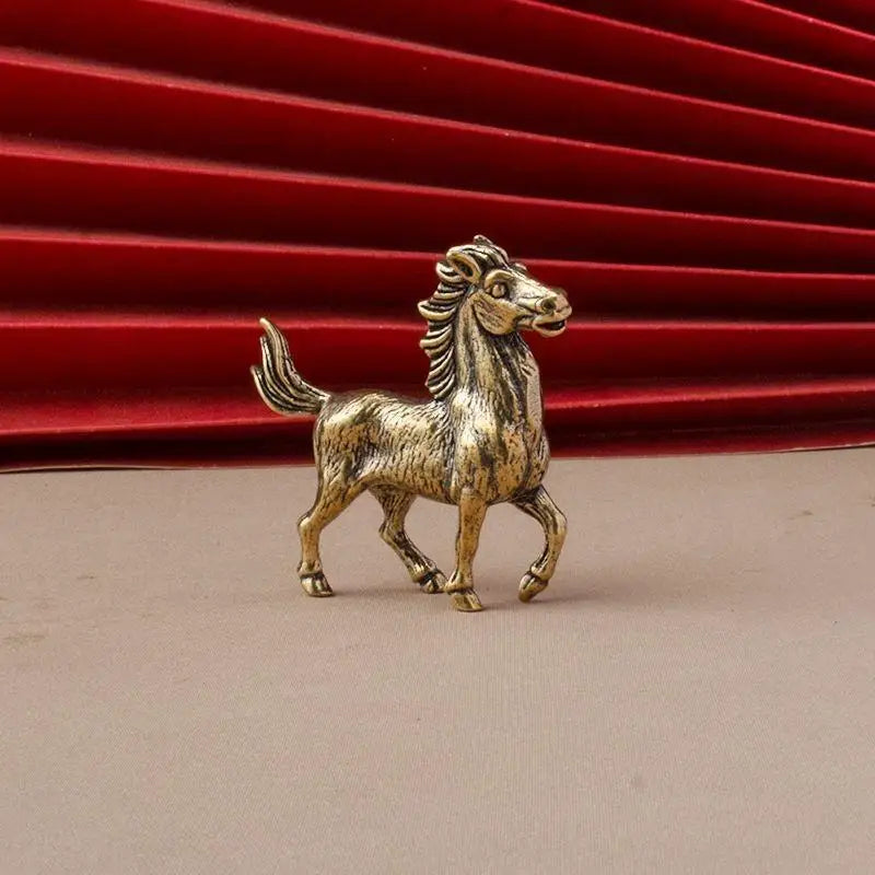 Mini Feng Shui Brass Horse Figurine | Lucky Zodiac Ornament