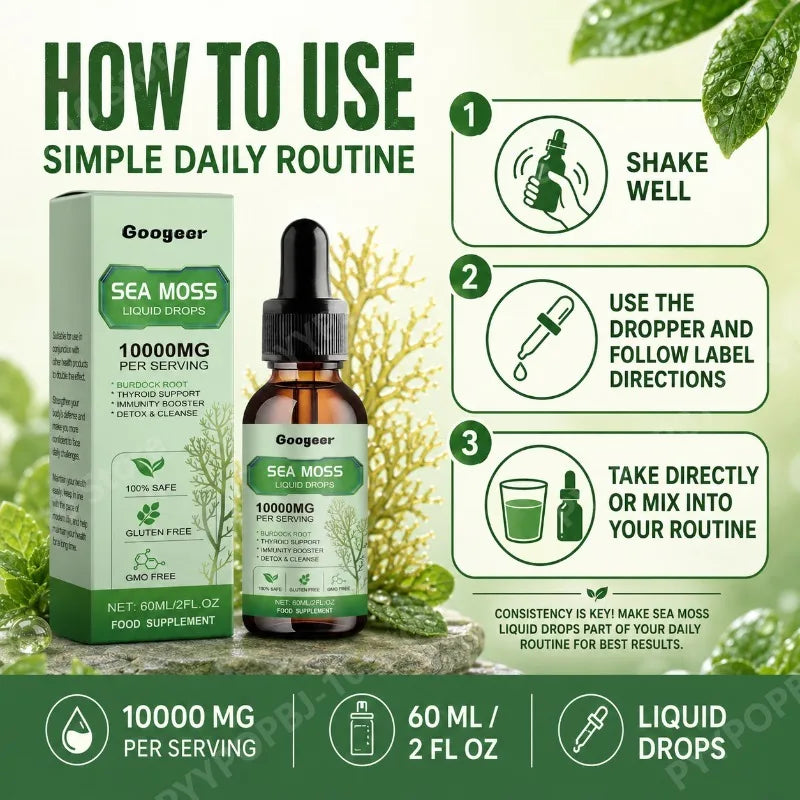 Sea Moss Liquid Drops Burdock Root & Vitamin B1 – 60ml