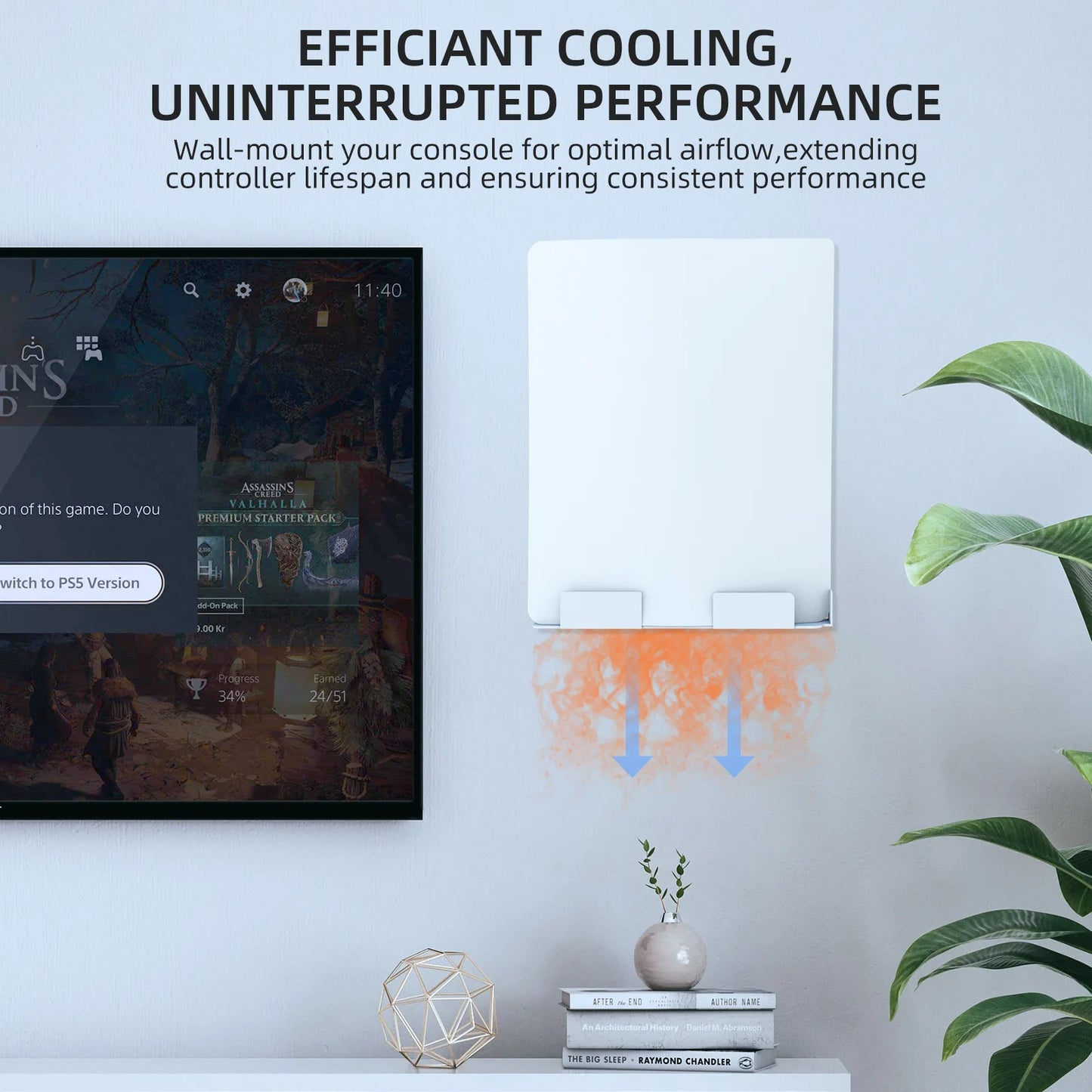 For PS5 Pro/Slim Console Wall Mount Organizer P5 Game Console Universal Wall Bracket Peaceful Pleasures Health and Wellness