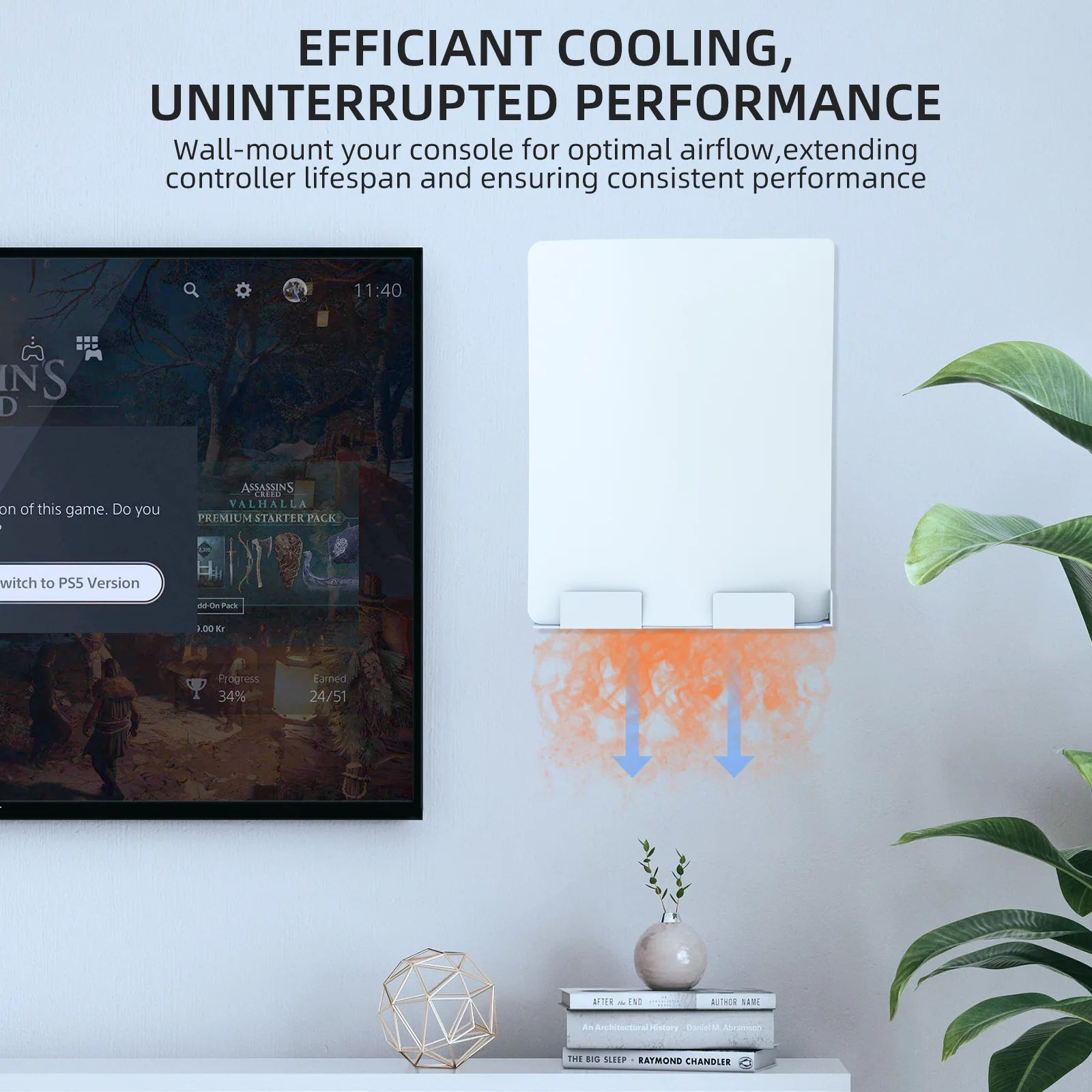 For PS5 Pro/Slim Console Wall Mount Organizer P5 Game Console Universal Wall Bracket Peaceful Pleasures Health and Wellness