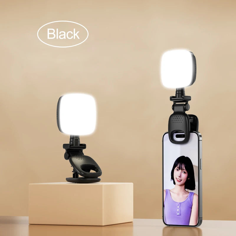 Portable Rechargeable Led Lamp Mirror With Light Light Ring Selfie Led Light Phone Light Clip Fill Light Selfie Lighting Camera Peaceful Pleasures Health and Wellness Black(1pcs) China Mainland