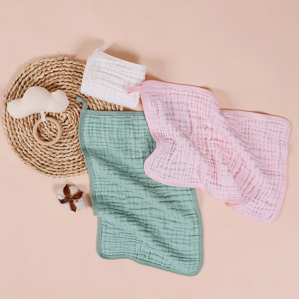 6-Pack 100% Cotton Baby Washcloths – Soft Newborn Face Towels