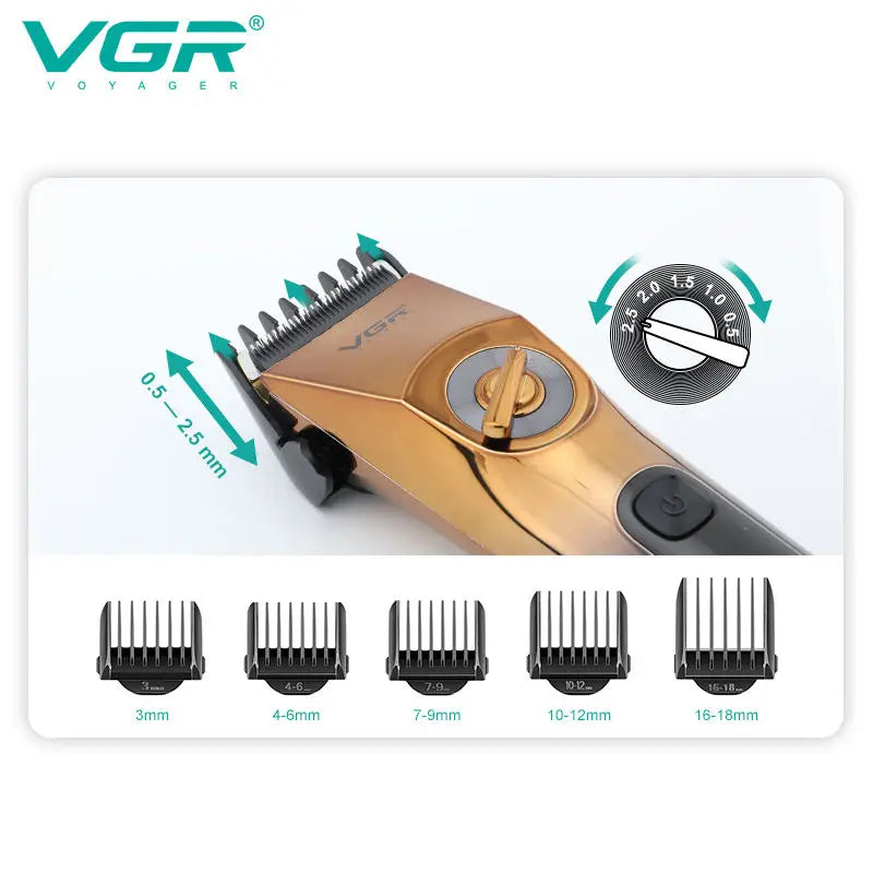 VGR 663 Professional Hair Trimmer Electric Hair Clipper IPX6 Waterproof Haircuts Machine LED Display Barber Trimmer for Men Peaceful Pleasures Health and Wellness