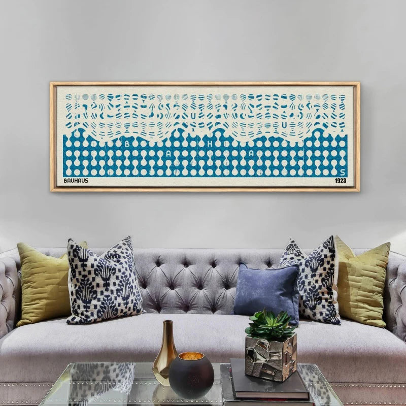 Unframed, Modern Bauhaus Shapes Canvas Poster Art Print, Abstract Geometric Bauhaus Art, No Framed Wall Decor Art Blue Design Peaceful Pleasures Health and Wellness