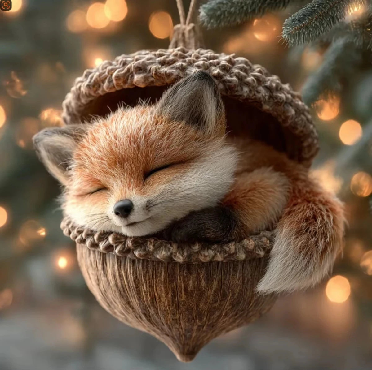Acrylic Animal Acorn Christmas Ornaments – Fox Hedgehog Bunny