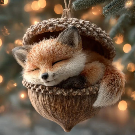 Acrylic Animal Acorn Christmas Ornaments – Fox Hedgehog Bunny Christmas Ornament Peaceful Pleasures Health and Wellness