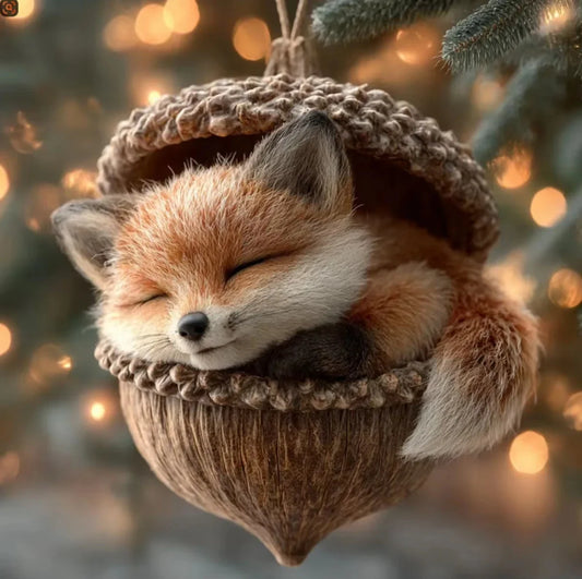 Animal Acorn Christmas Ornaments – Fox Hedgehog Bunny Christmas Tree Ornament Oasis Select